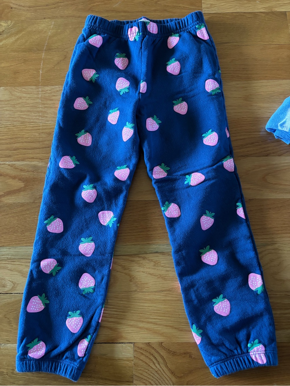 TBBC Girls Navy Strawberry Print Fleece Jogger Pants